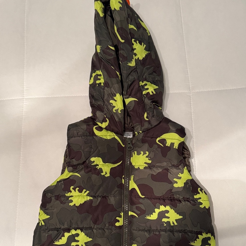 Kids Dinosaur Camo Puffer Vest